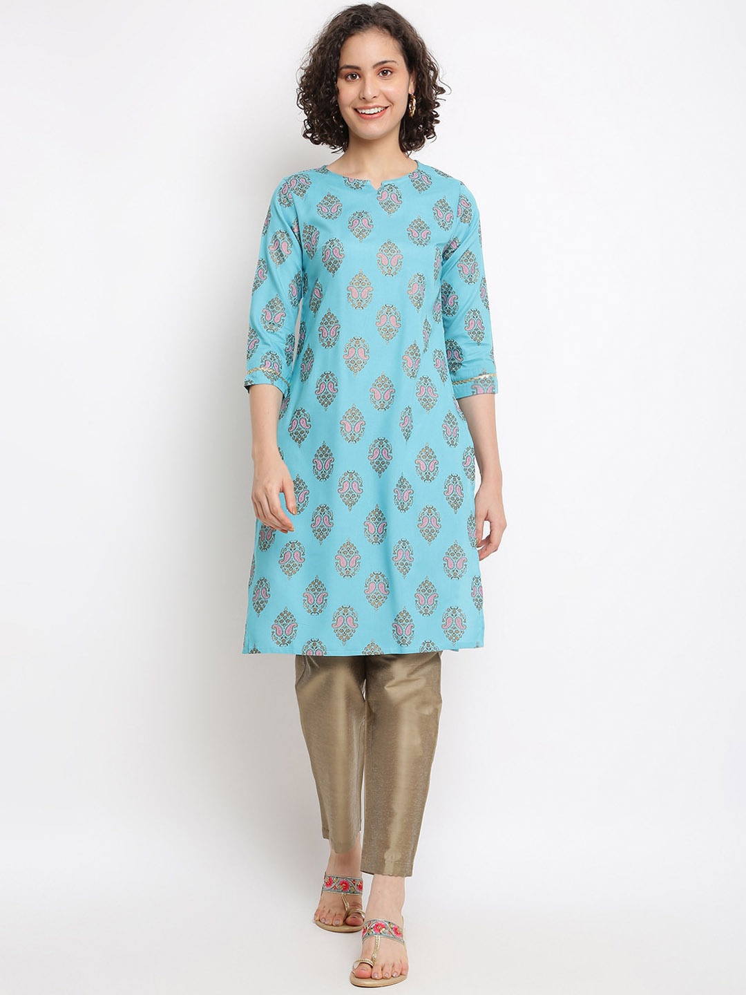 

IMARA Ethnic Motifs Printed Kurta, Green