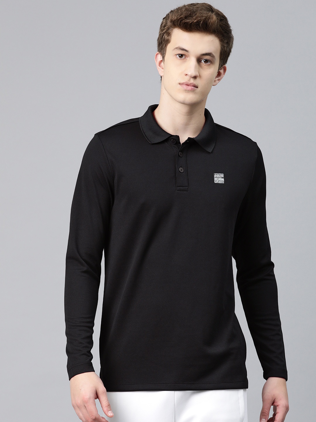

Alcis Men Polo Collar Anti Static Slim Fit T-shirt, Black
