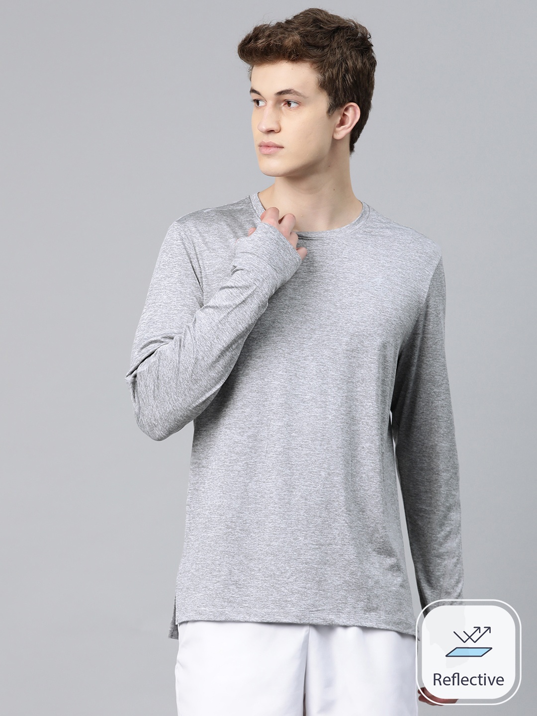 

Alcis Men Dry Tech Slim Fit T-shirt, Grey melange