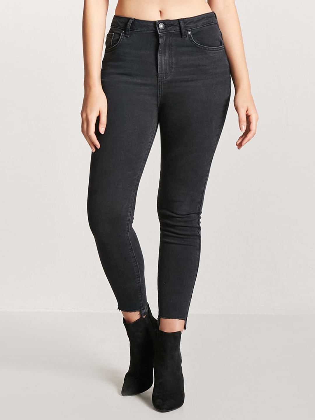 

FOREVER 21 Women Black Skinny Fit High-Rise Clean Look Stretchable Jeans