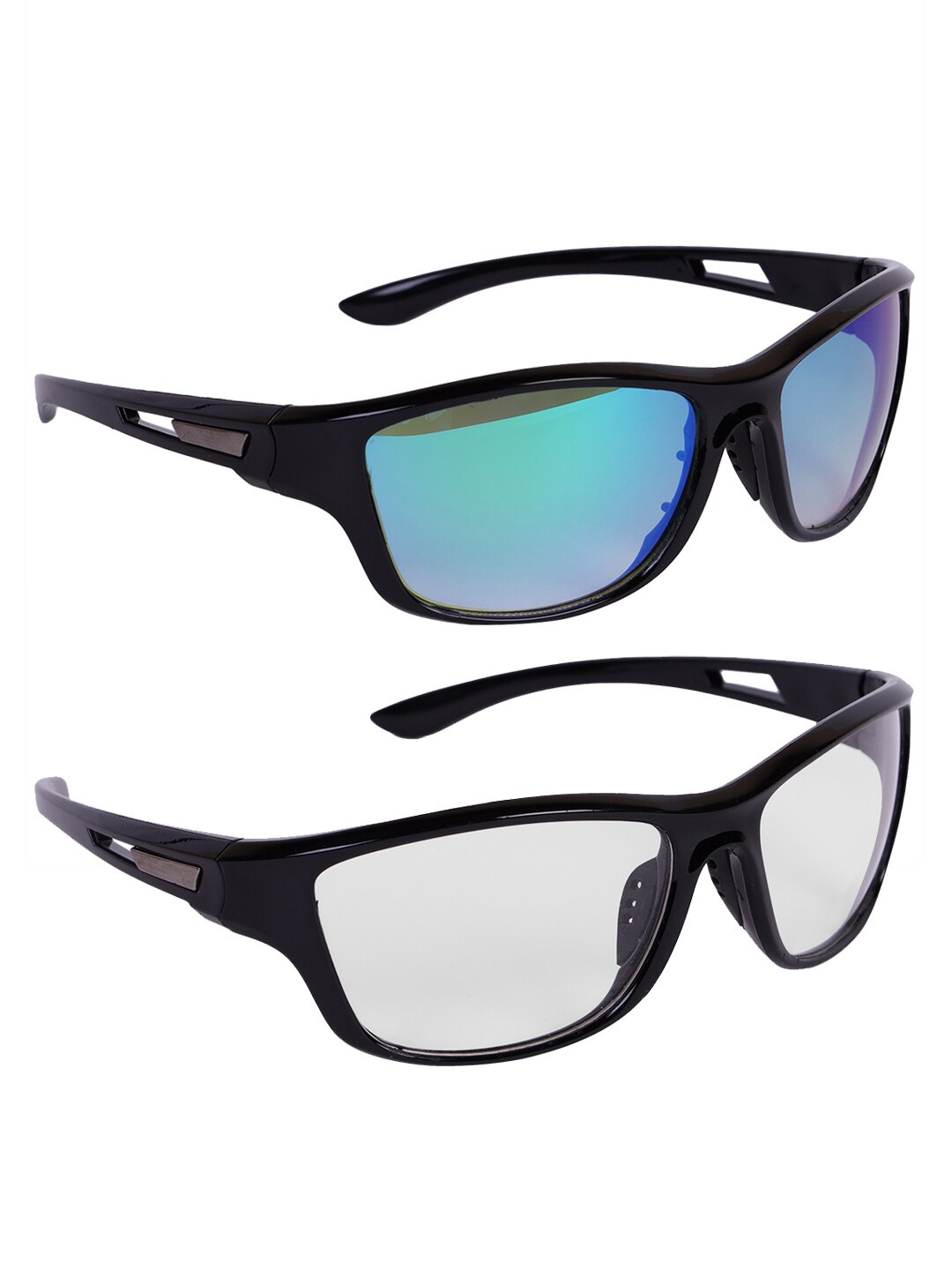 

Kastner Men Set Of 2 Sports Sunglasses With UV Protected Lens - CM_SPORT_SKYBLK-WHITBLK, Transparent