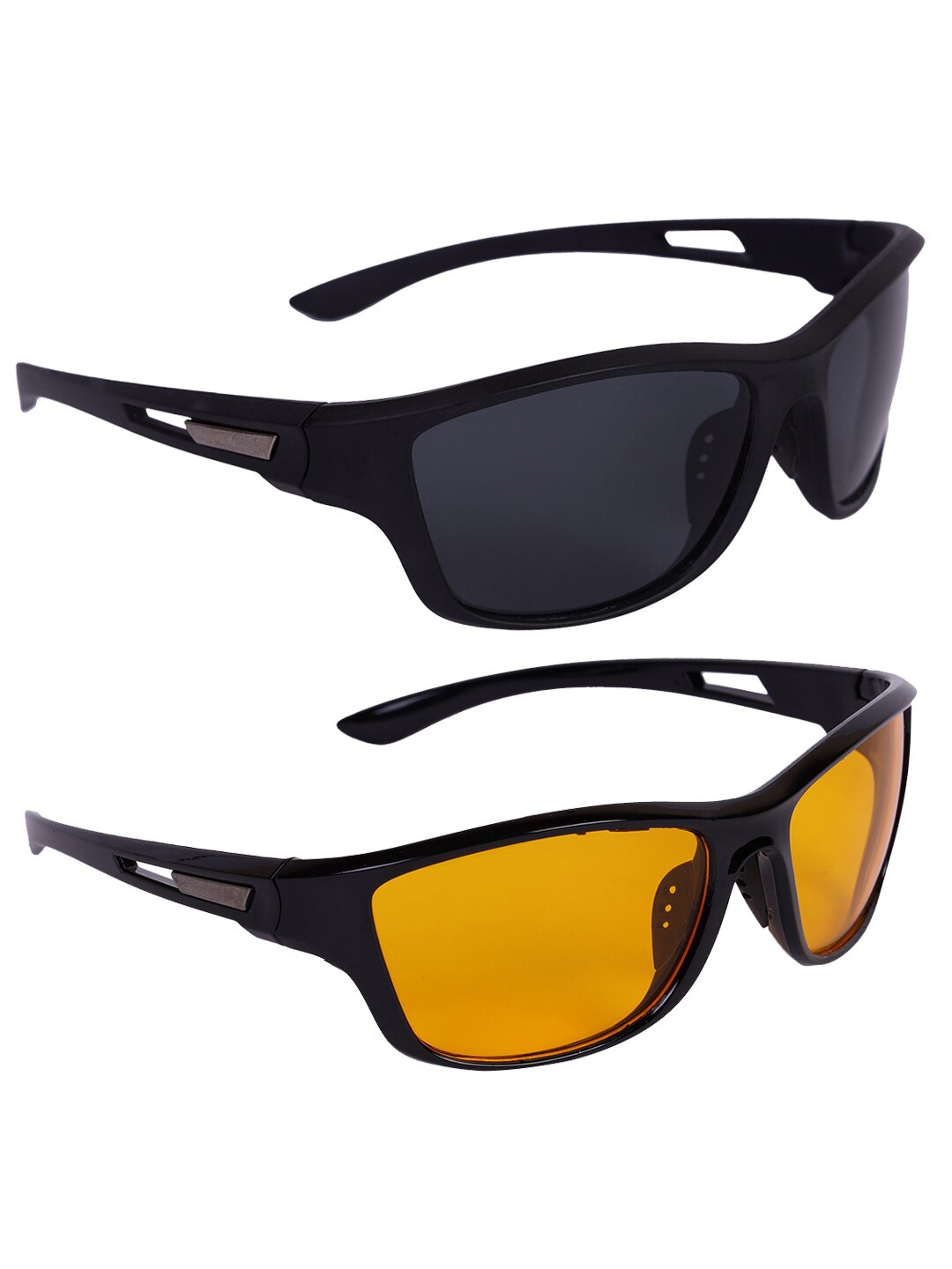 

Kastner Men Set Of 2 Sports Sunglasses With UV Protected Lens - CM_SPORT_BLK-YLWBLK, Black