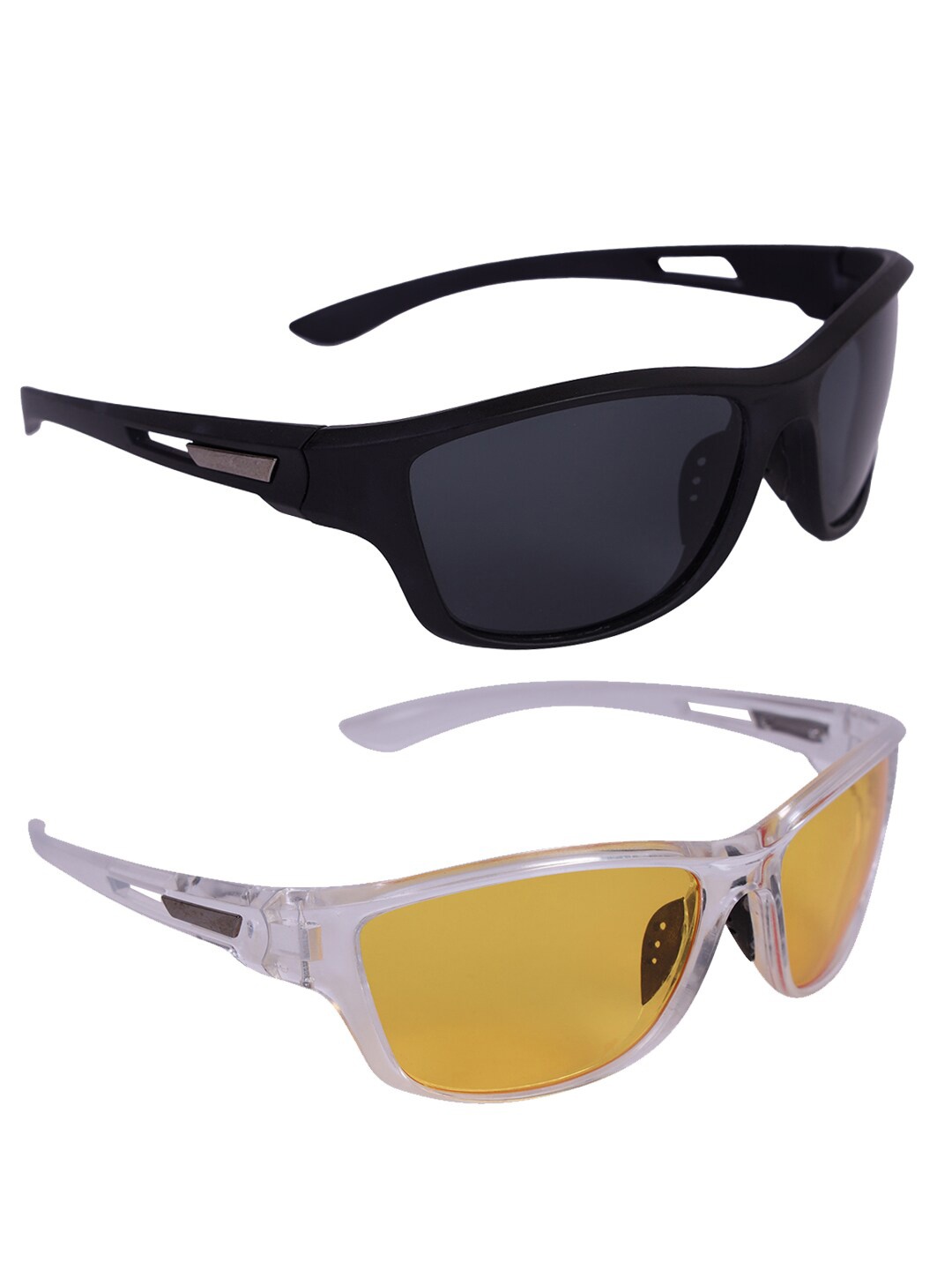 

Kastner Men Set Of 2 Sports Sunglasses With UV Protected Lens - CM_SPORT_BLK-YLWWHIT, Black