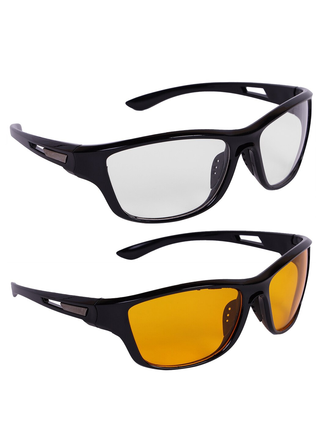 

Kastner Men Set Of 2 Sports Sunglasses With UV Protected Lens - CM_SPORT_YLWBLK-WHITBLK, Transparent