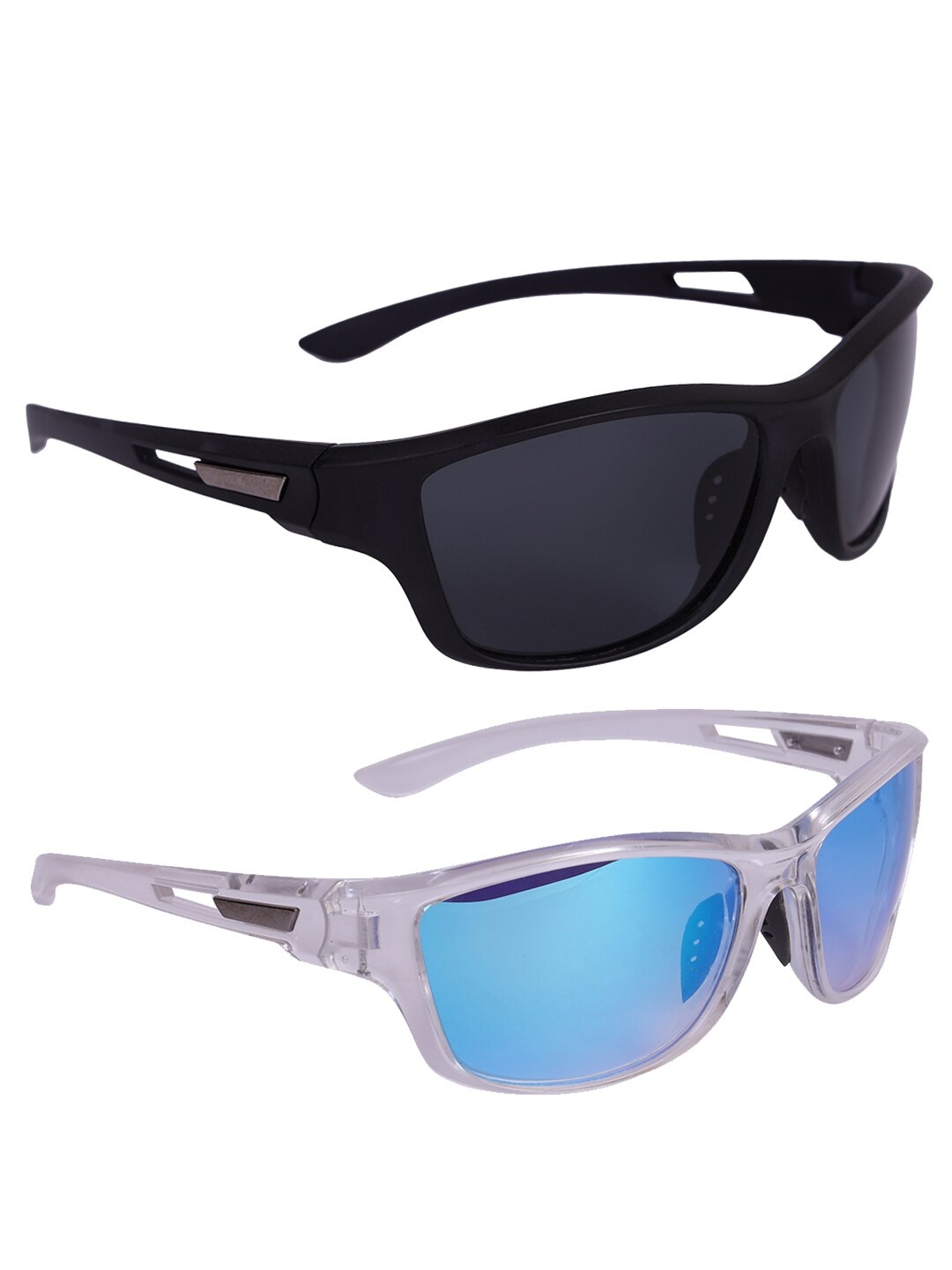 

Kastner Men Set Of 2 Sports Sunglasses with UV Protected Lens CM_SPORT_BLK-BLUWHIT, Black