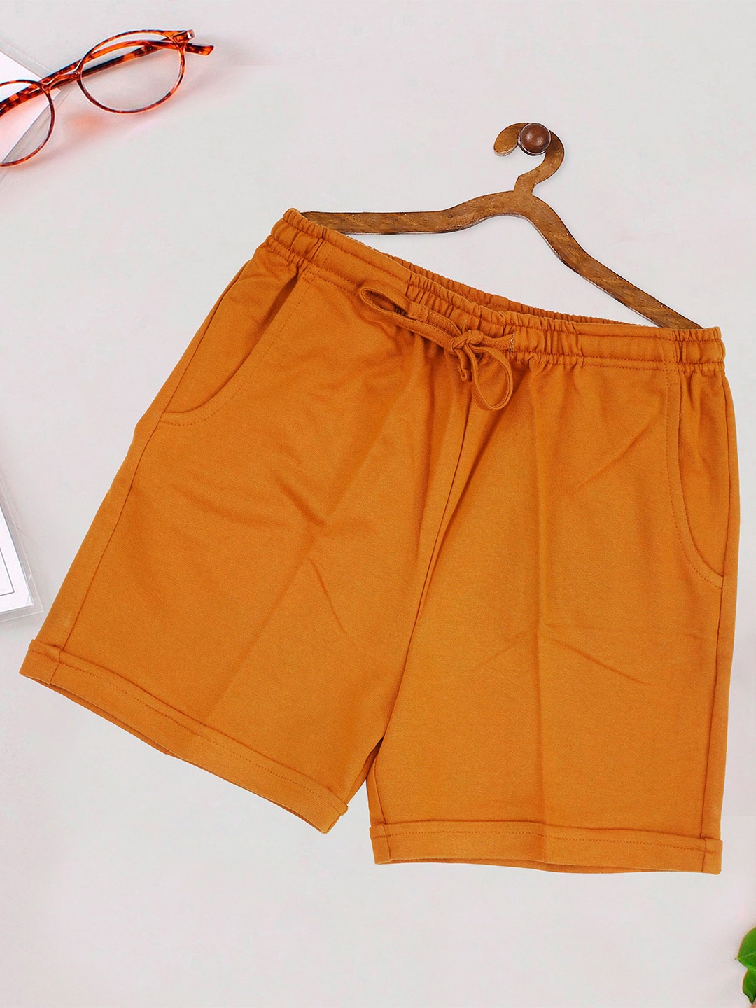 

Kiddiekid Kids Mid-Rise Cotton Shorts, Mustard