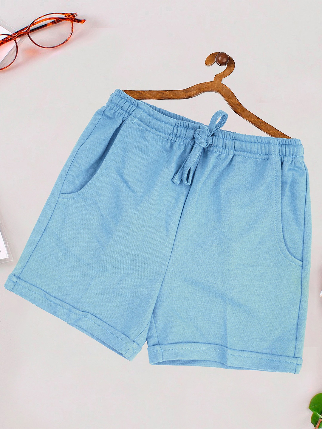 

Kiddiekid Kids Mid-Rise Cotton Shorts, Blue