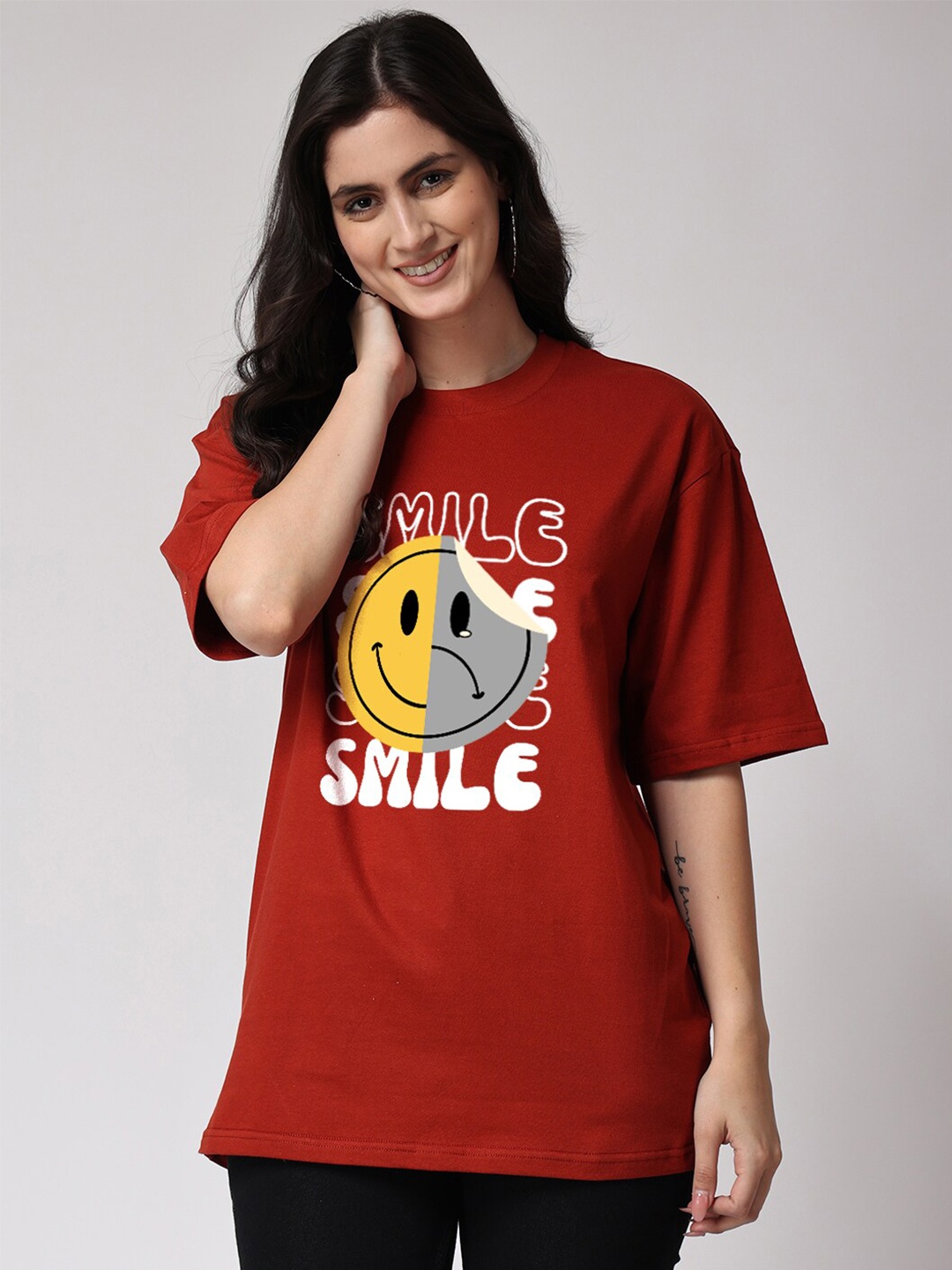

The Label Bar Graphic Printed Cotton Loose Fit T-shirt, Red