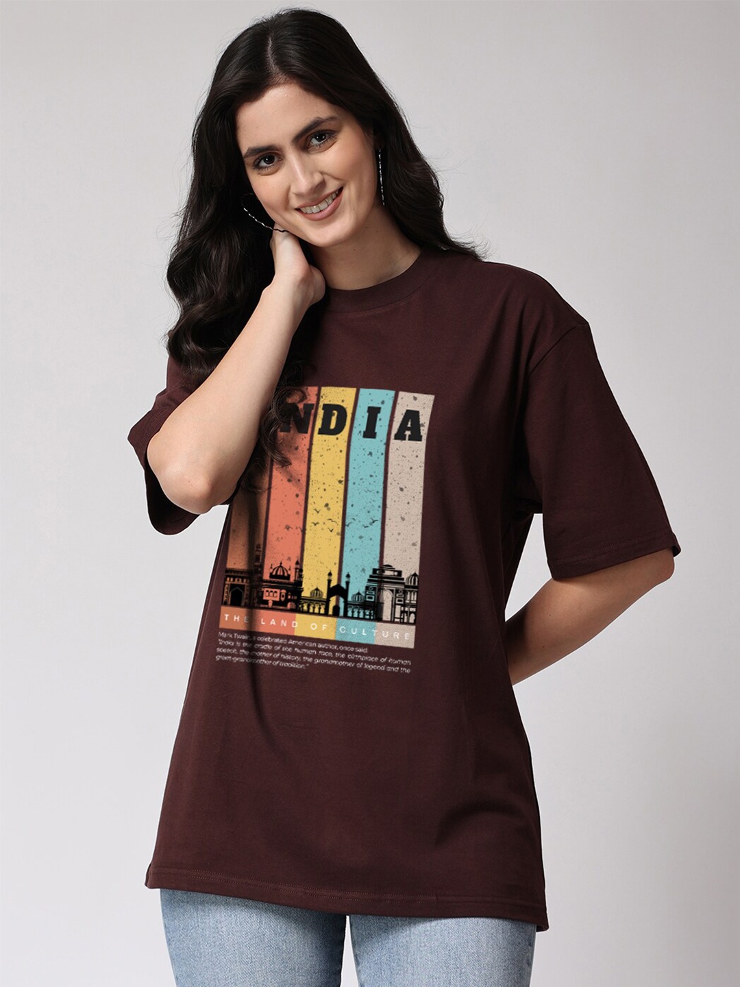 

The Label Bar Graphic Printed Cotton Loose Fit T-shirt, Brown