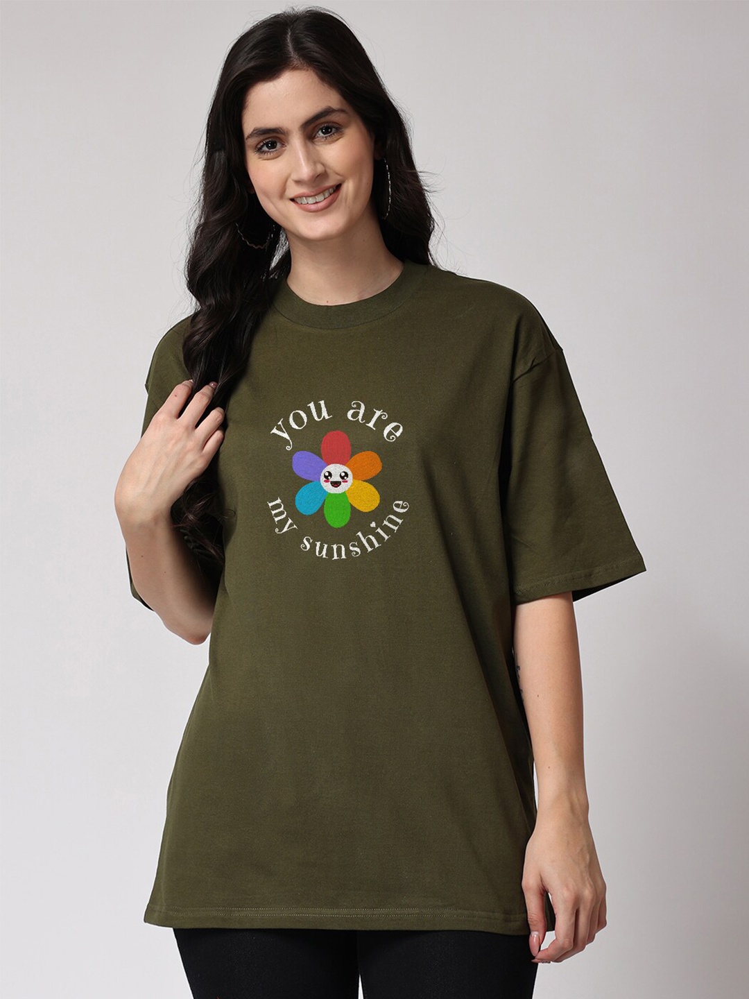 

The Label Bar Graphic Printed Cotton Loose Fit T-shirt, Olive