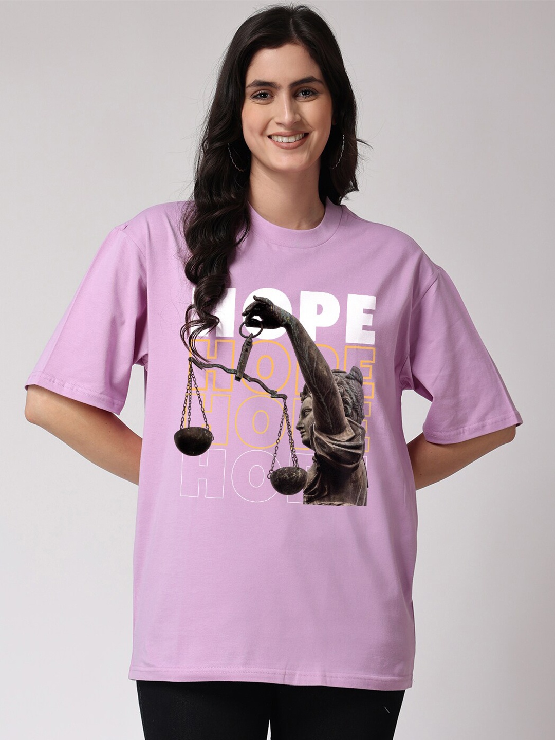 

The Label Bar Graphic Printed Cotton Loose Fit T-shirt, Lavender