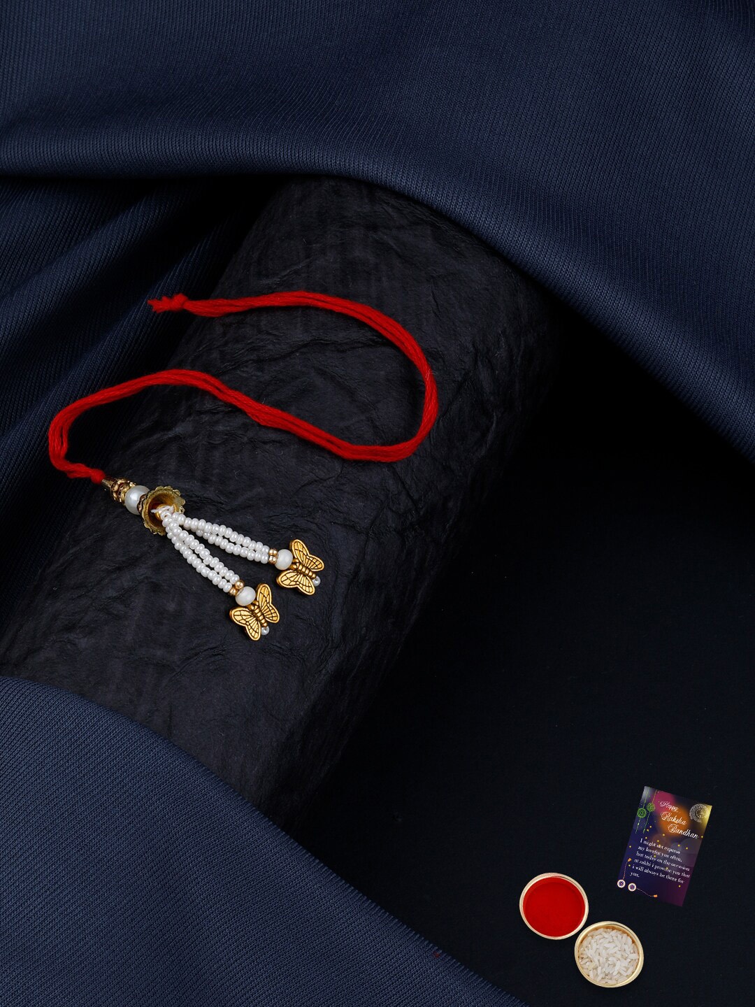 

Silver Shine Unisex Set Of 2 Bhaiya Bhabhi Rakhi Gift Set, Gold