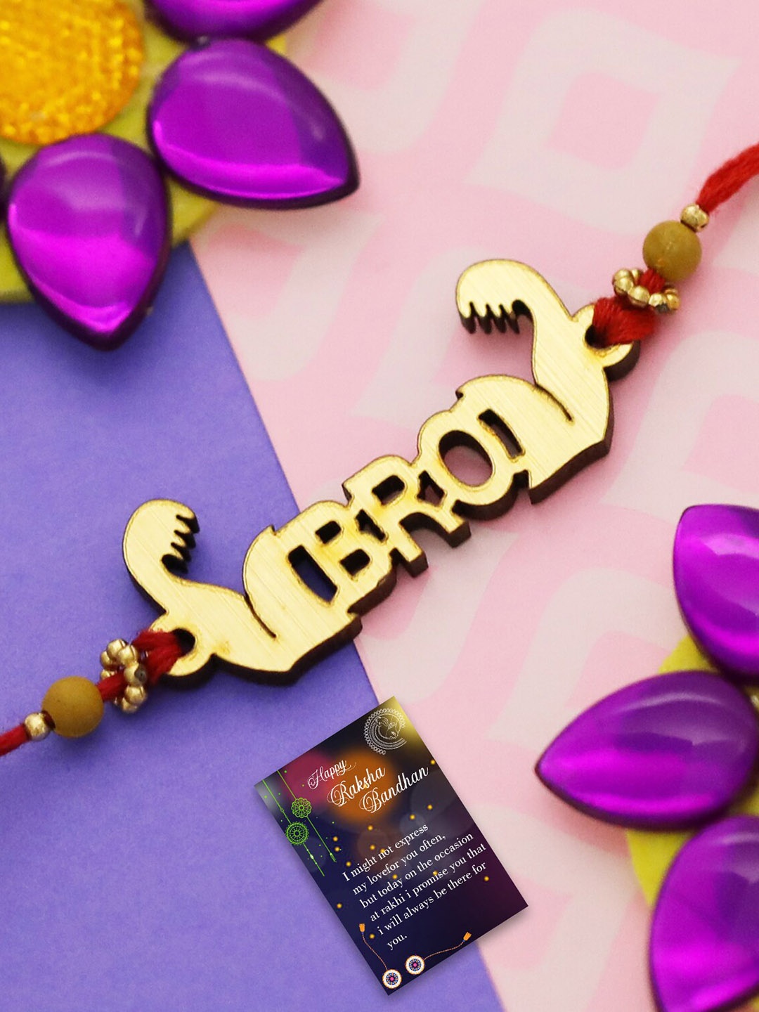 

Silver Shine Unisex Set Of 2 Bhaiya Bhabhi Rakhi Gift Set, Gold