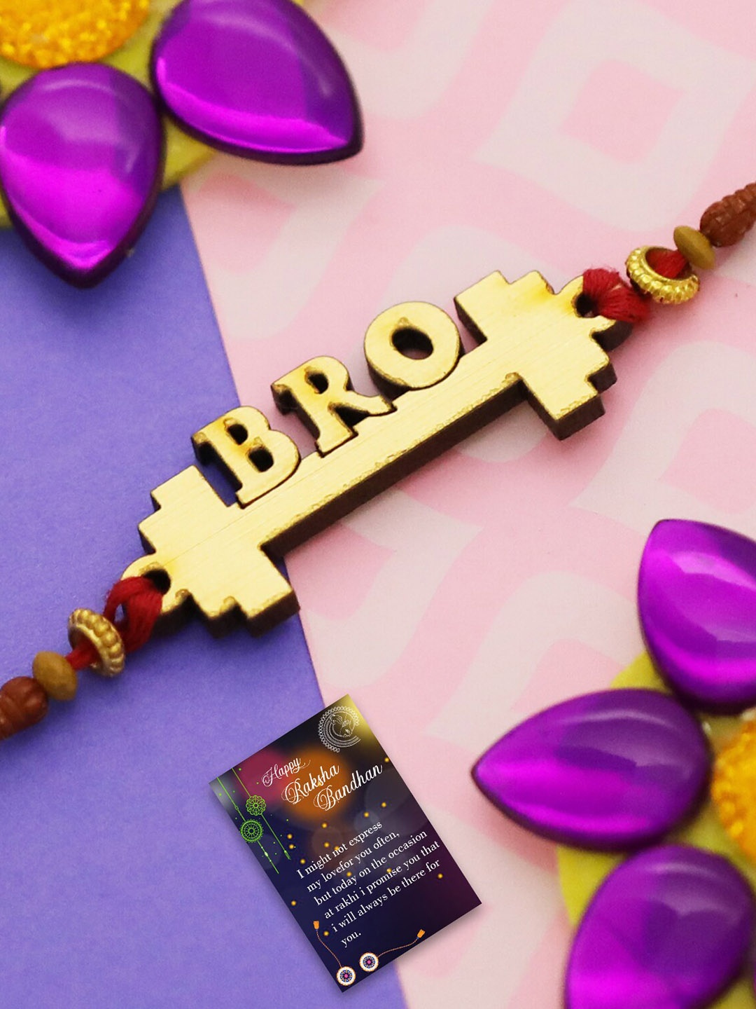 

Silver Shine Unisex Set Of 2 Bhaiya Bhabhi Rakhi Gift Set, Gold