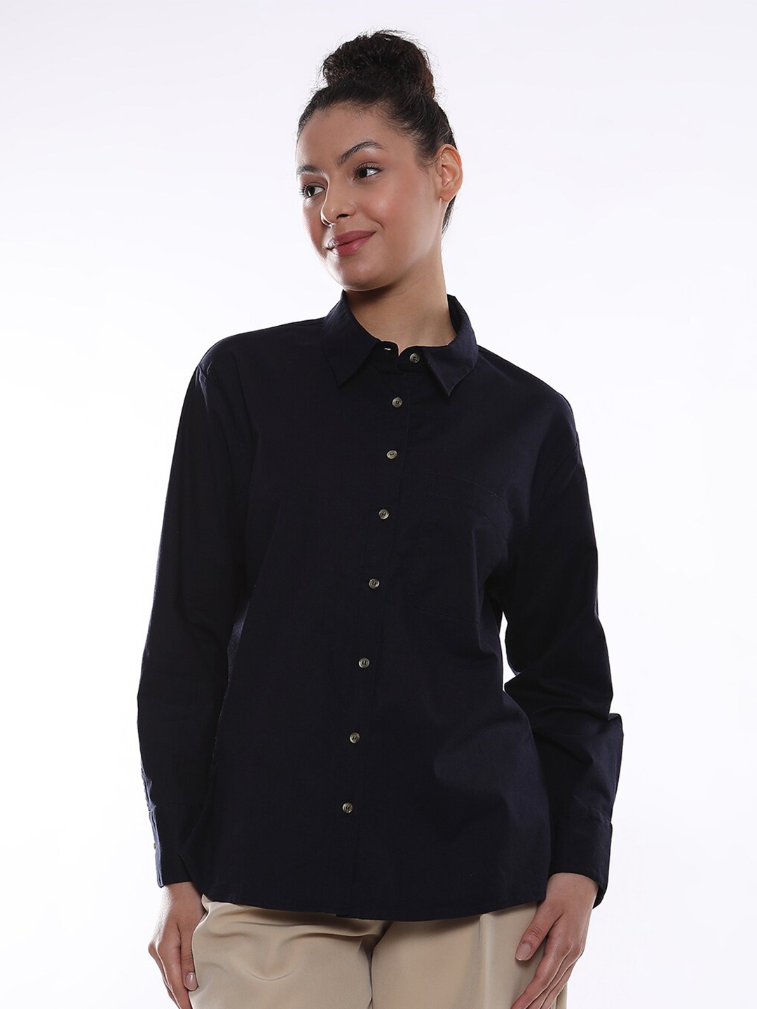 

Gazillion Contemporary Oversized Fit Opaque Casual Shirt, Blue