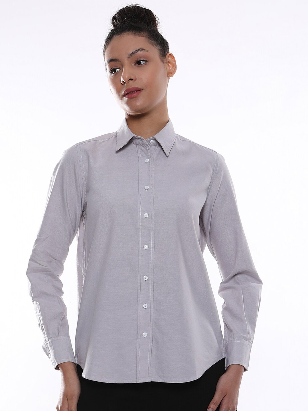 Gazillion Comfort Spread Collar Semiformal Pure Cotton Shirt, Grey