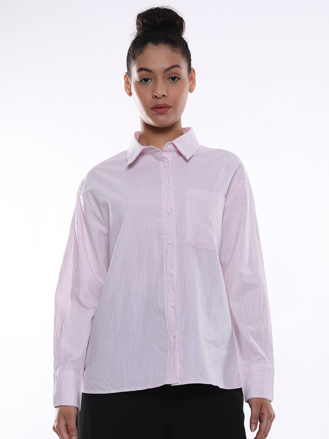 

Gazillion Contemporary Striped Spread Collar Pure Cotton Casual Shirt, Pink