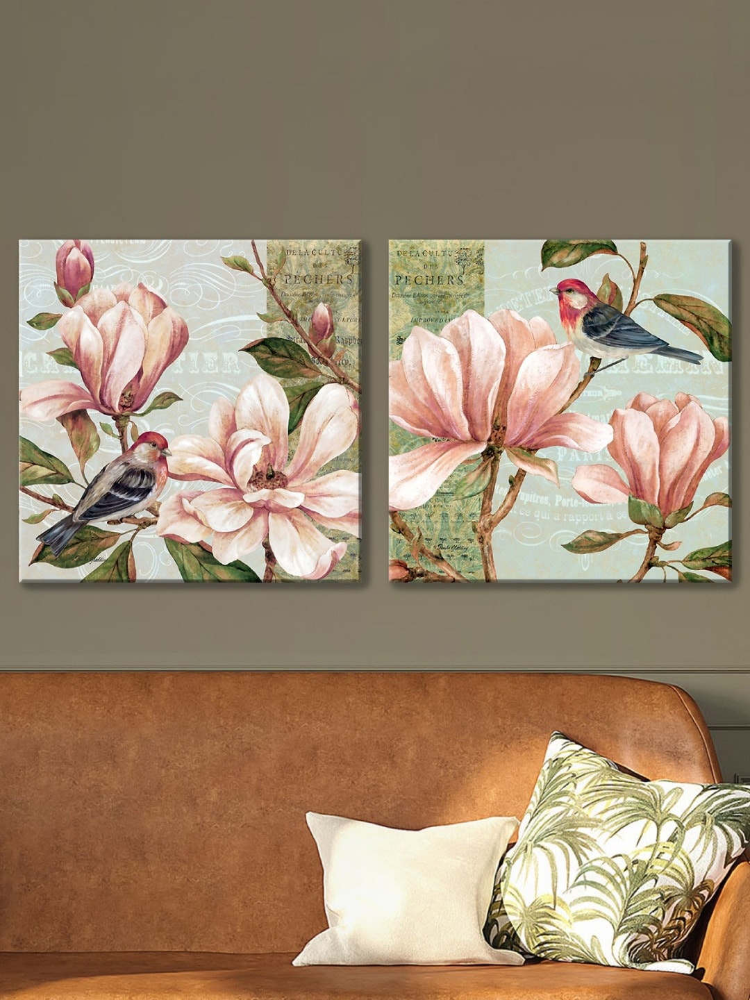 

Art Street Green & Pink 2-Pieces Flower Printed Canvas Wall Art