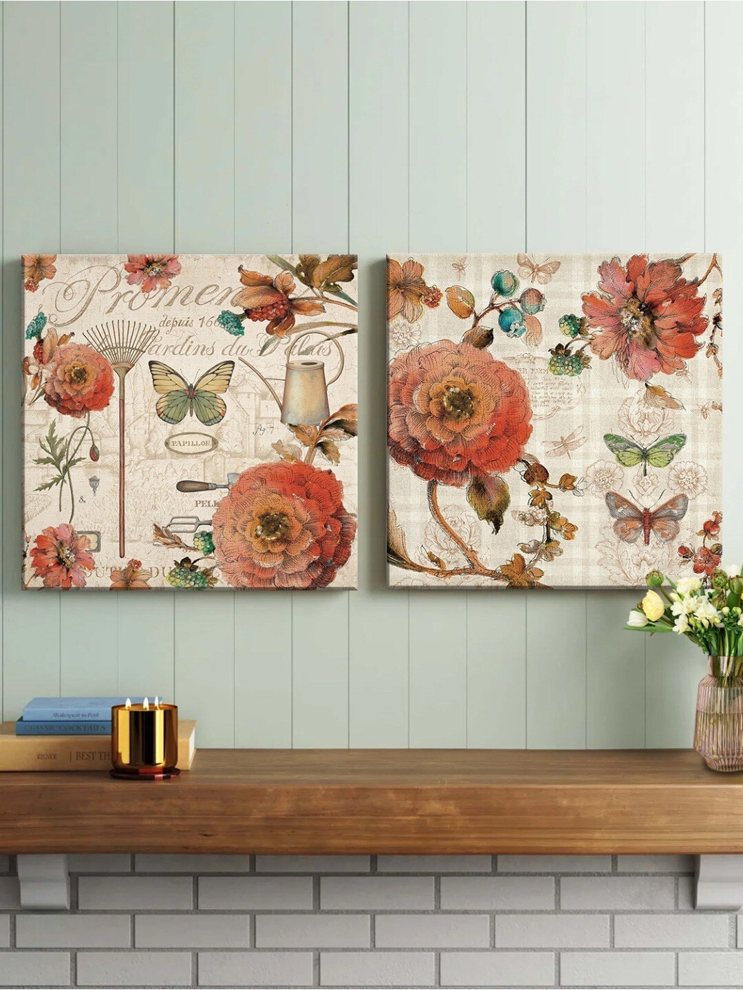 

Art Street Beige & Red 2-Pieces Flower Printed Canvas Wall Art