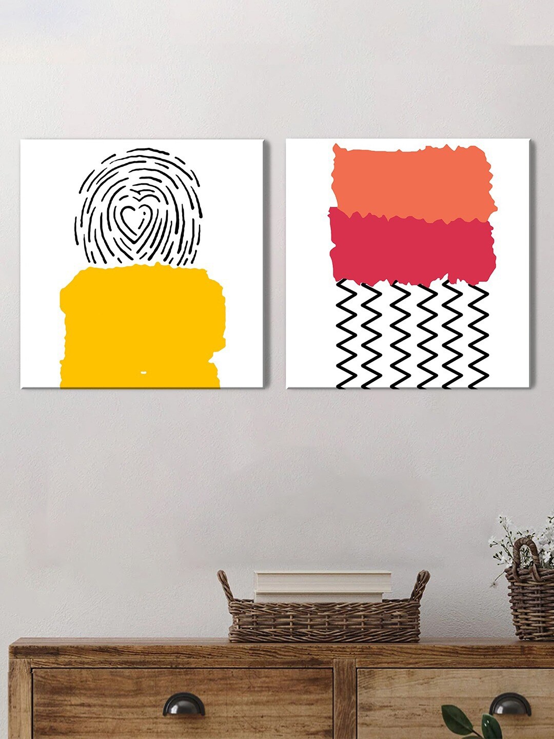 

Art Street Beige & Green 2-Pieces Abstract Printed Canvas Wall Art, White