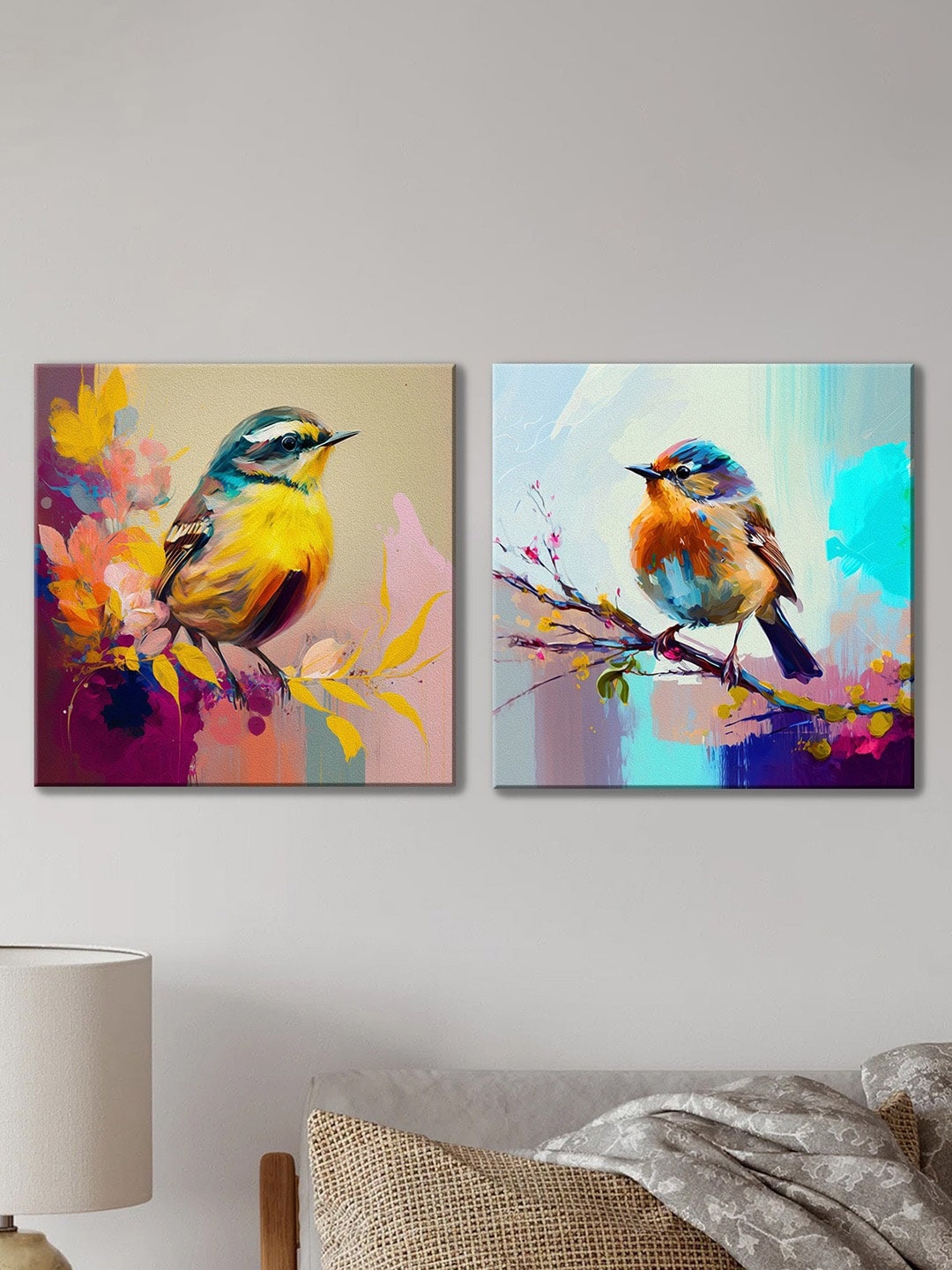 

Art Street Blue & Yellow 2 Pieces Luxury Stretched Canvas Painting Wall Arts