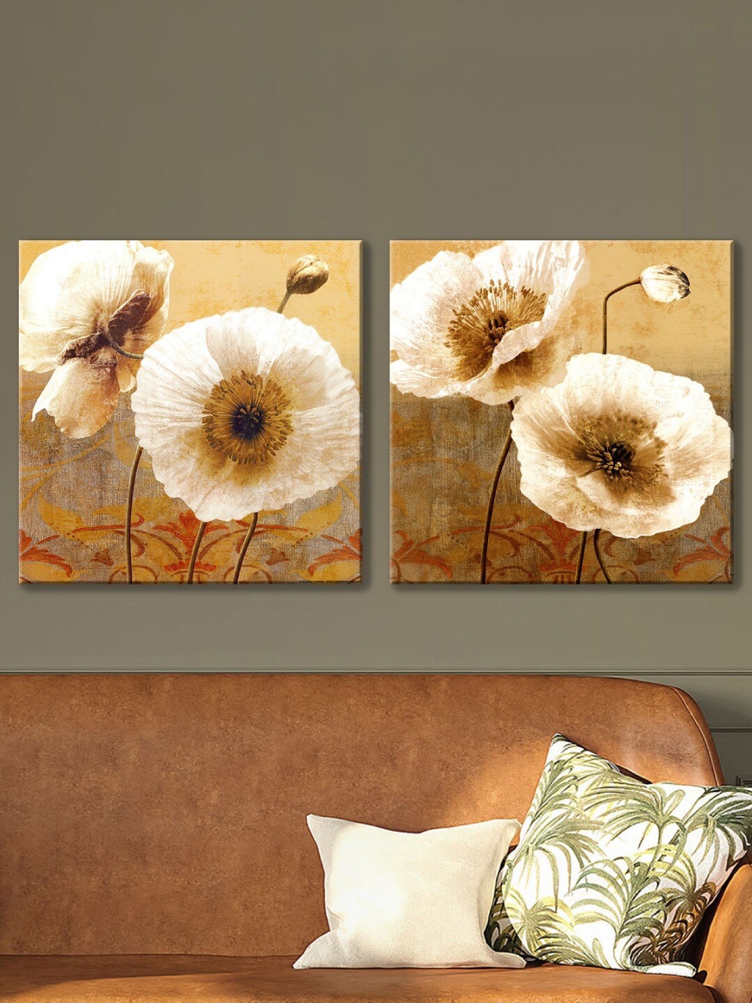 

Art Street Beige & White 2 Pieces Luxury Stretched Canvas Painting Wall Arts