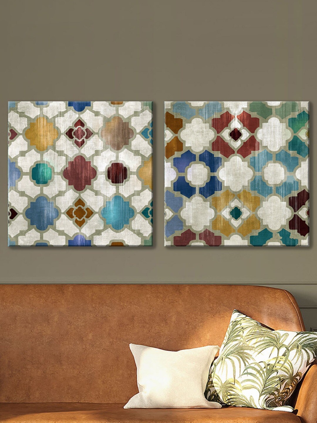 

Art Street 2 Pcs White & Yellow Luxury Stretched Canvas Painting Wall Art