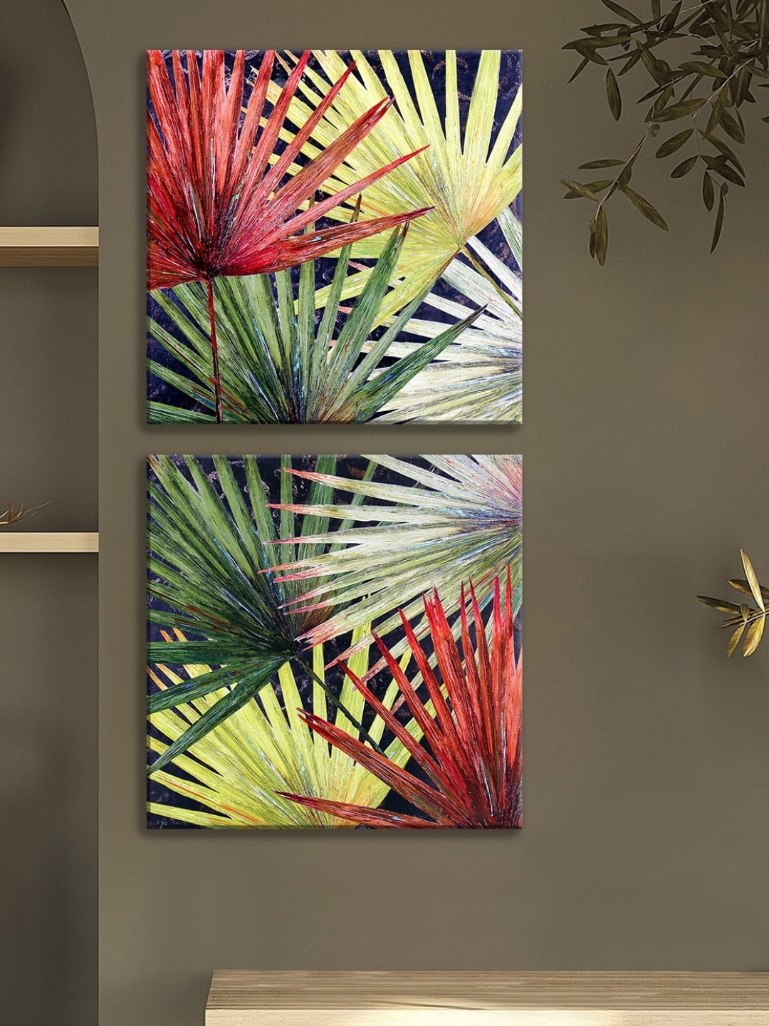

Art Street 2 Pcs Green & Yellow Luxury Stretched Canvas Painting Wall Art