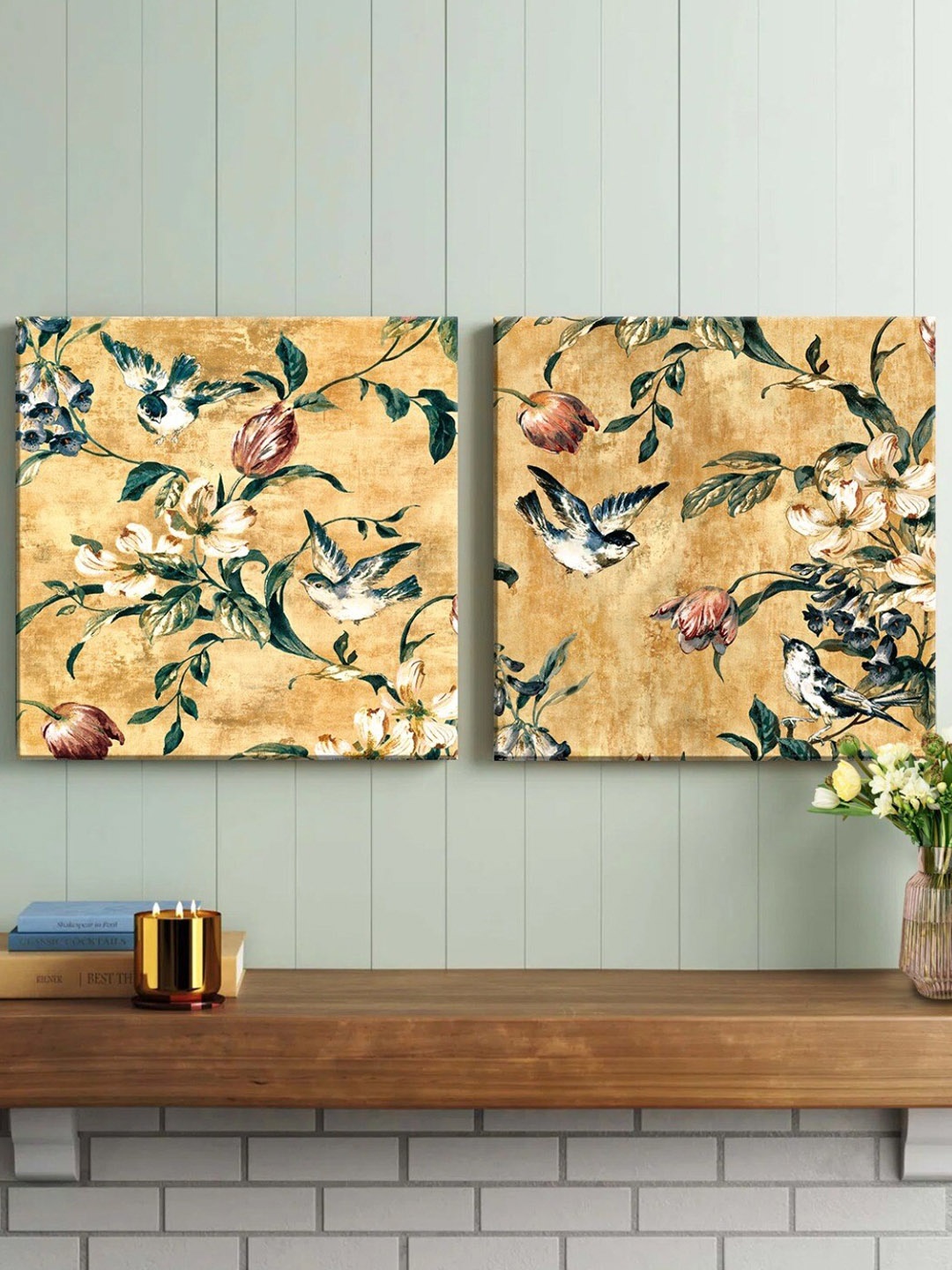 

Art Street Beige & Green 2 Pieces Luxury Stretched Canvas Painting Wall Arts