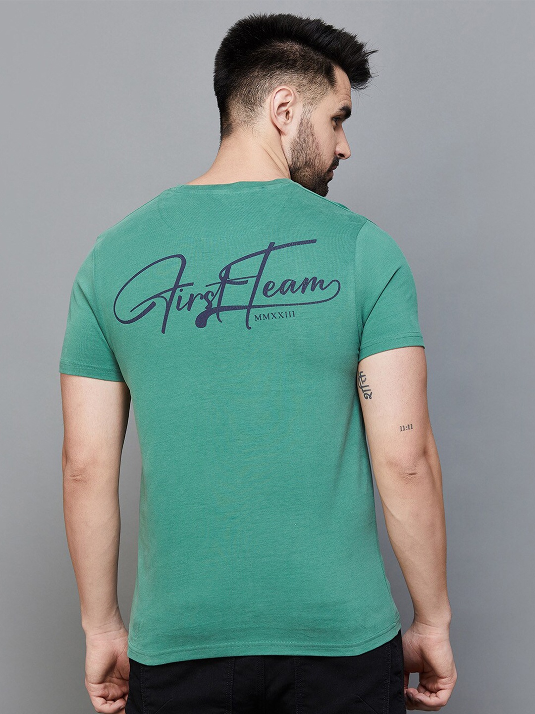 

Fame Forever by Lifestyle Typography Printed Cotton T-shirt, Green