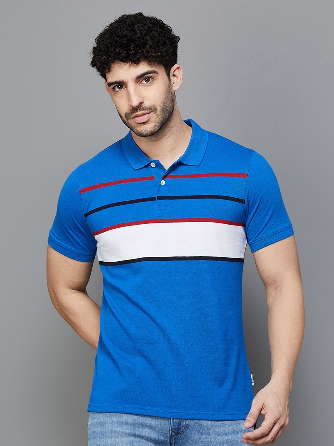 

Fame Forever by Lifestyle Striped Cotton T-shirt, Blue