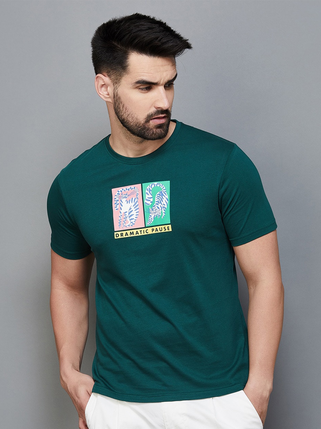 

Fame Forever by Lifestyle Graphic Printed Cotton T-shirt, Green