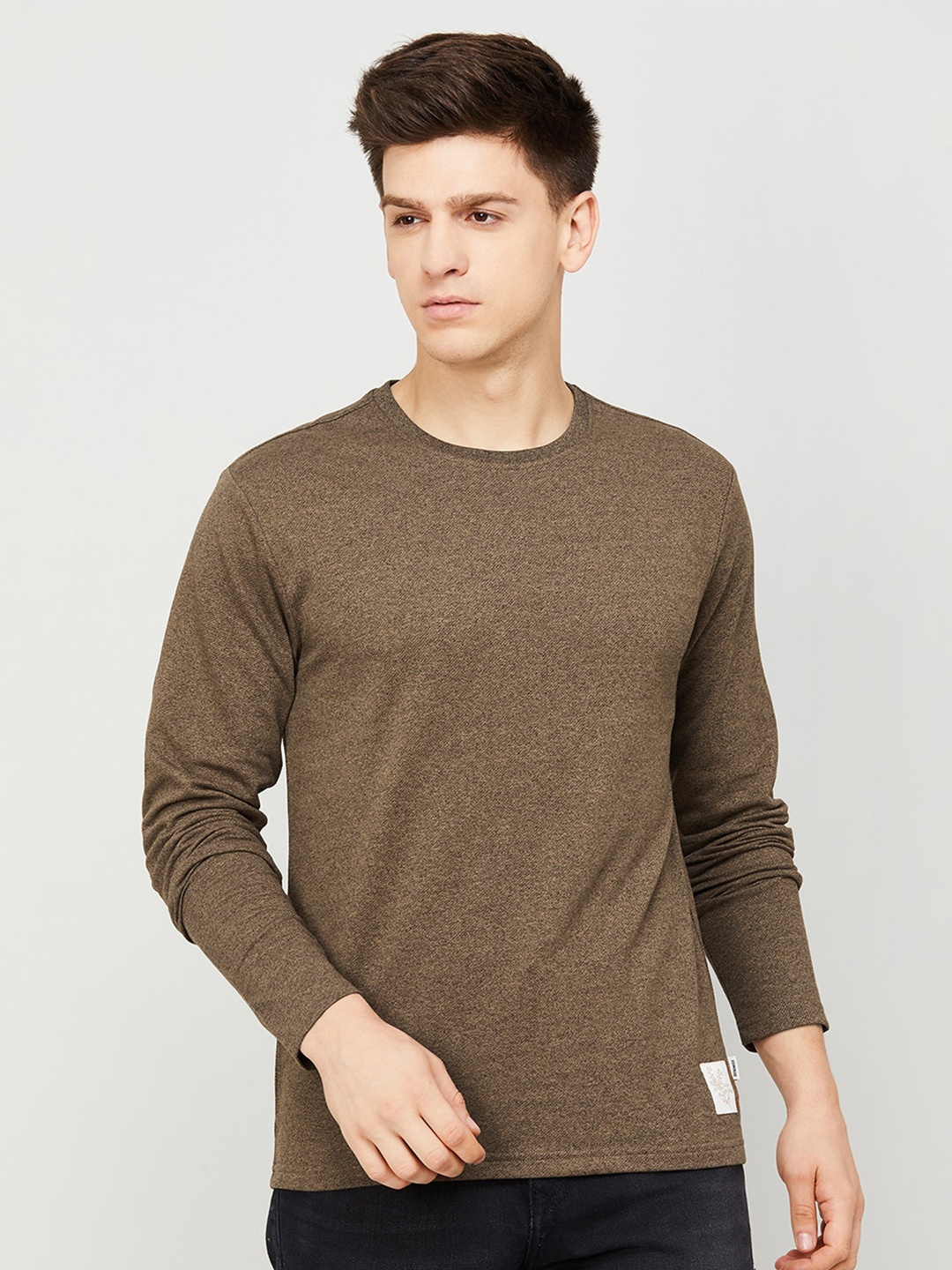 

Fame Forever by Lifestyle Round Neck Cotton T-shirt, Brown