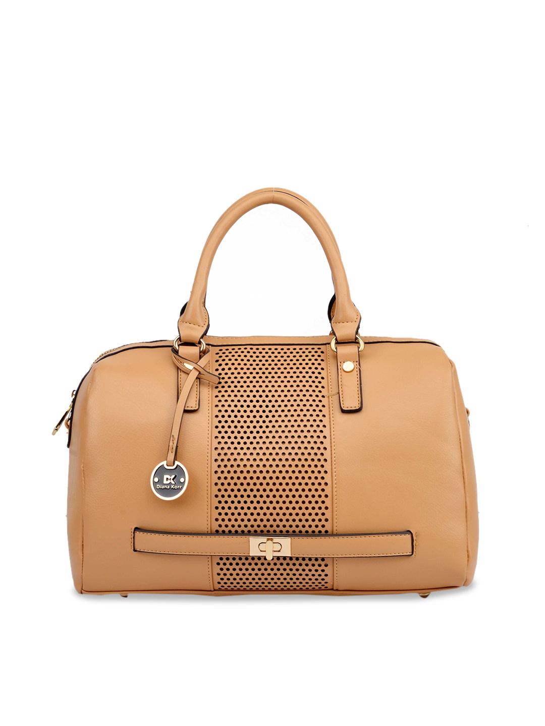 

Diana Korr Embellished PU Structured Handheld Bag with Cut Work, Tan