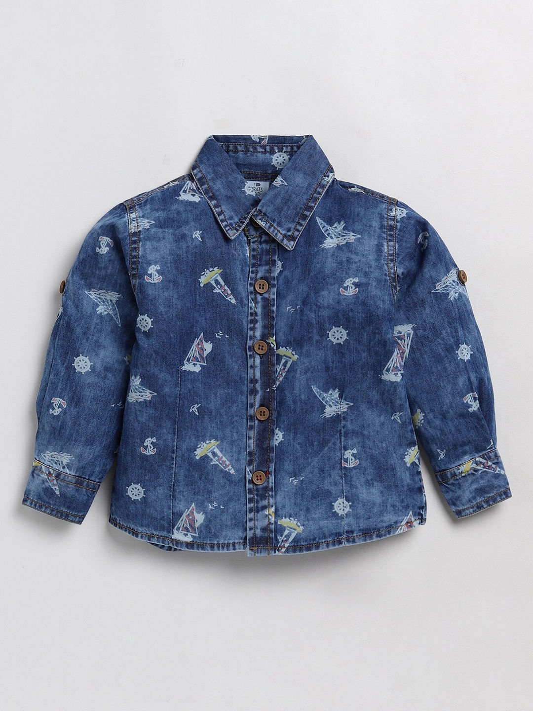 

BRATS AND DOLLS Boys Graphic Printed Pure Cotton Casual Shirt, Blue