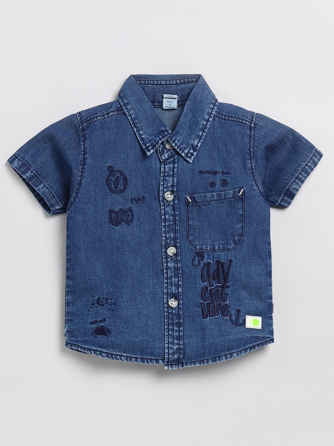 

BRATS AND DOLLS Boys Opaque Pure Cotton Casual Shirt, Blue