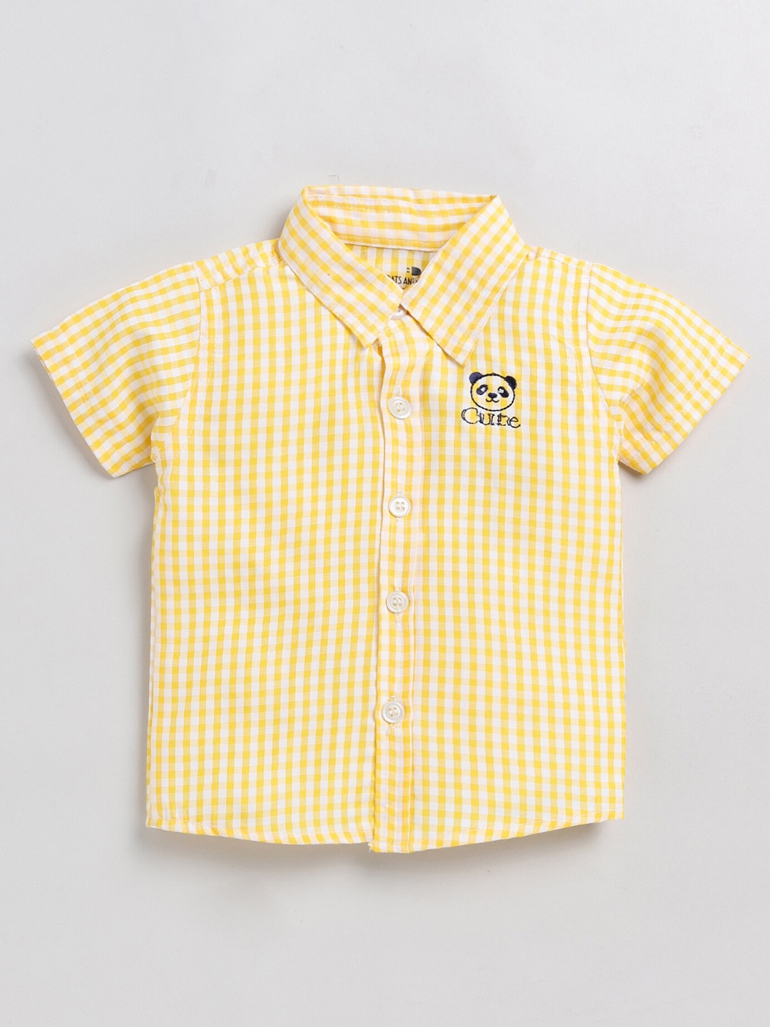

BRATS AND DOLLS Boys Gingham Checks Opaque Checked Pure Cotton Casual Shirt, Yellow