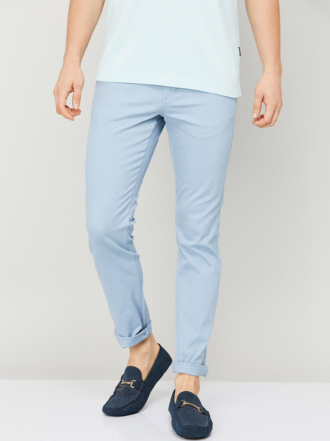 

CODE by Lifestyle Men Slim Fit Cotton Lycra Chinos Trousers, Blue