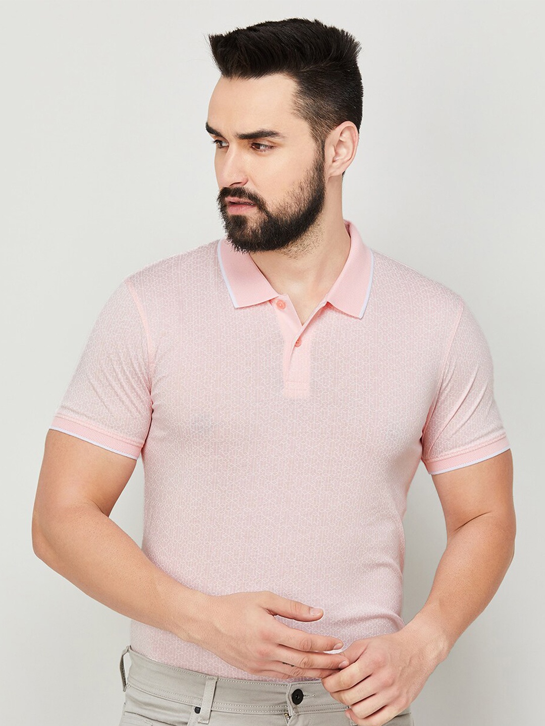 

CODE by Lifestyle Polo Collar Cotton T-shirt, Pink