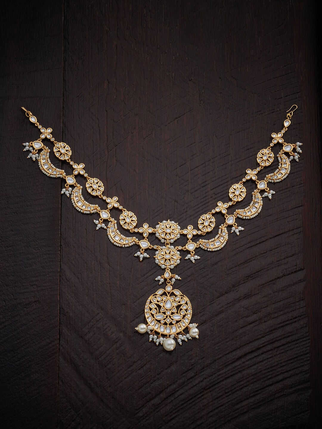

Kushal's Fashion Jewellery Rose-Gold Plated Stone-Studded & Beaded Sheeshphool