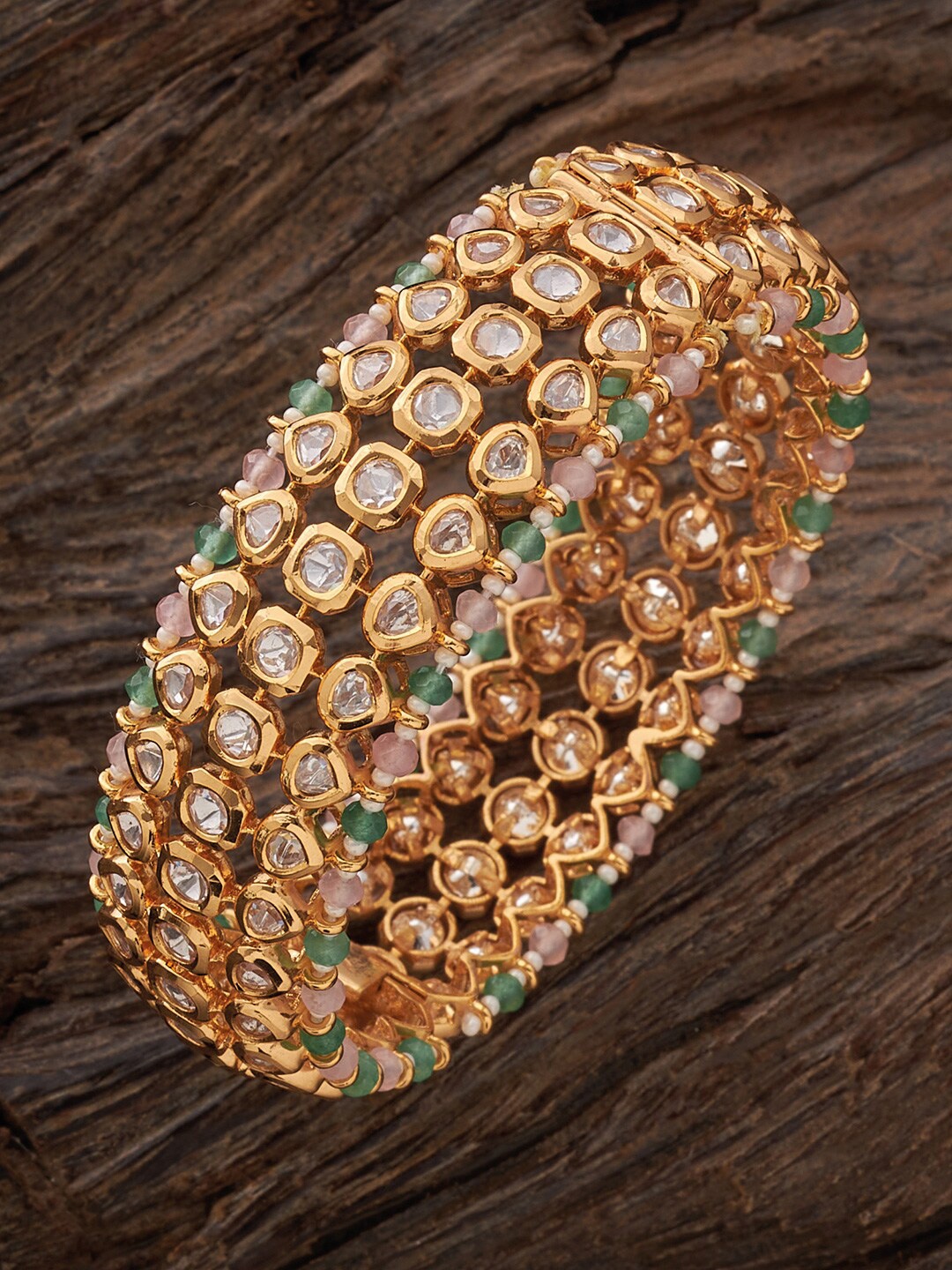 

Kushal's Fashion Jewellery Kundan Studded Bangle, Gold