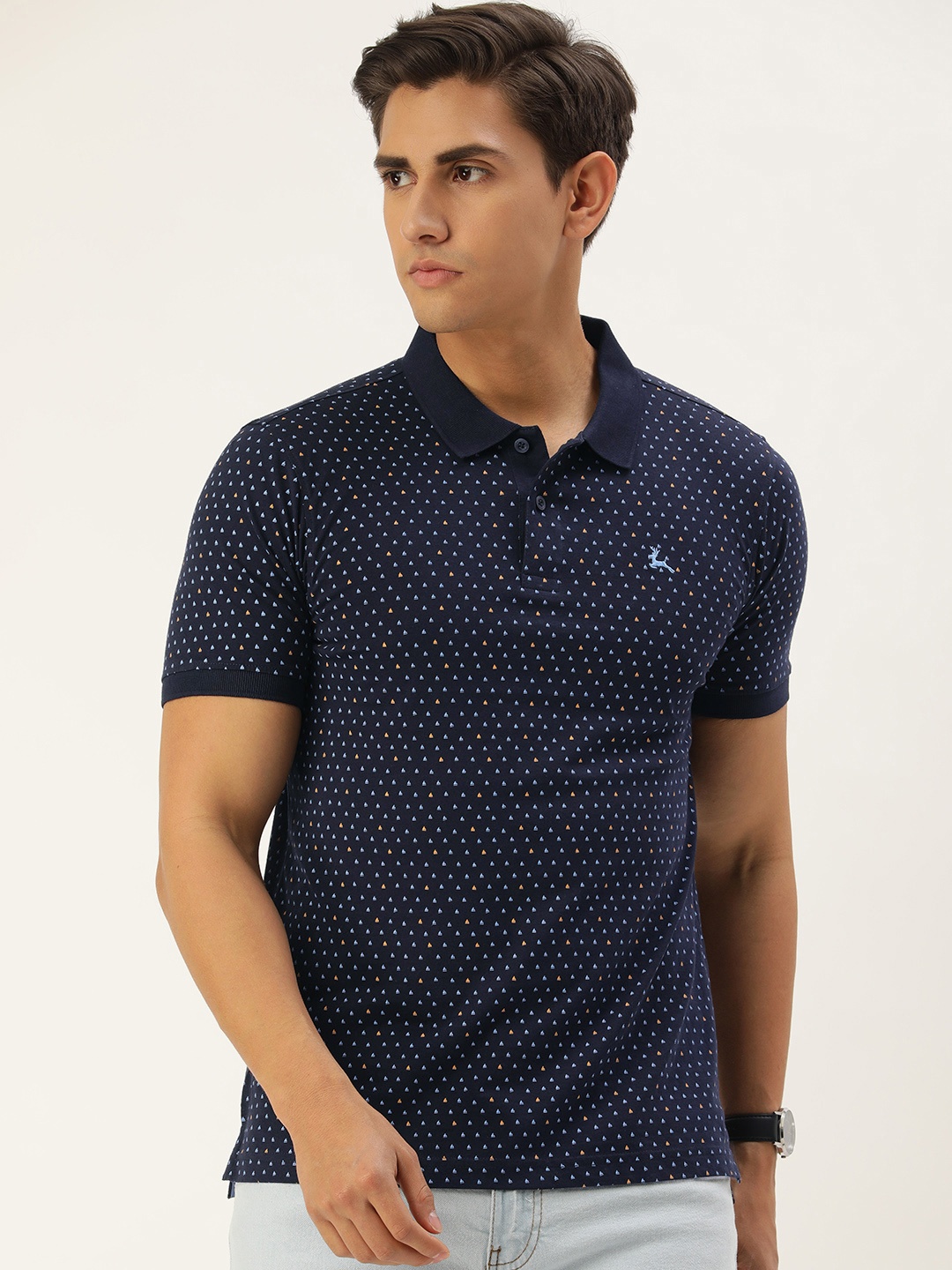 

Parx Men Printed Polo Collar Pure Cotton T-shirt, Blue