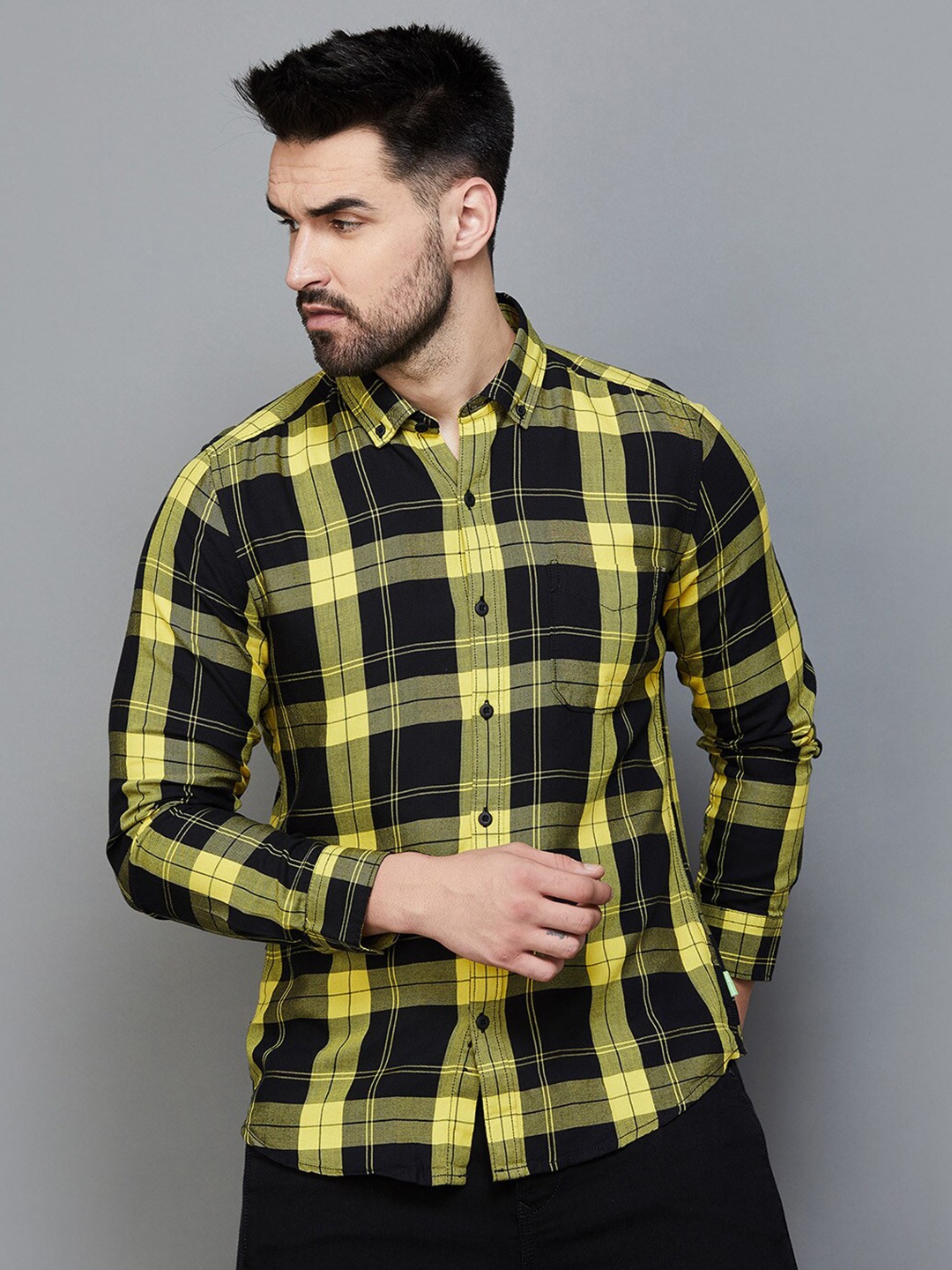

Bossini Slim Fit Tartan Checked Casual Shirt, Yellow
