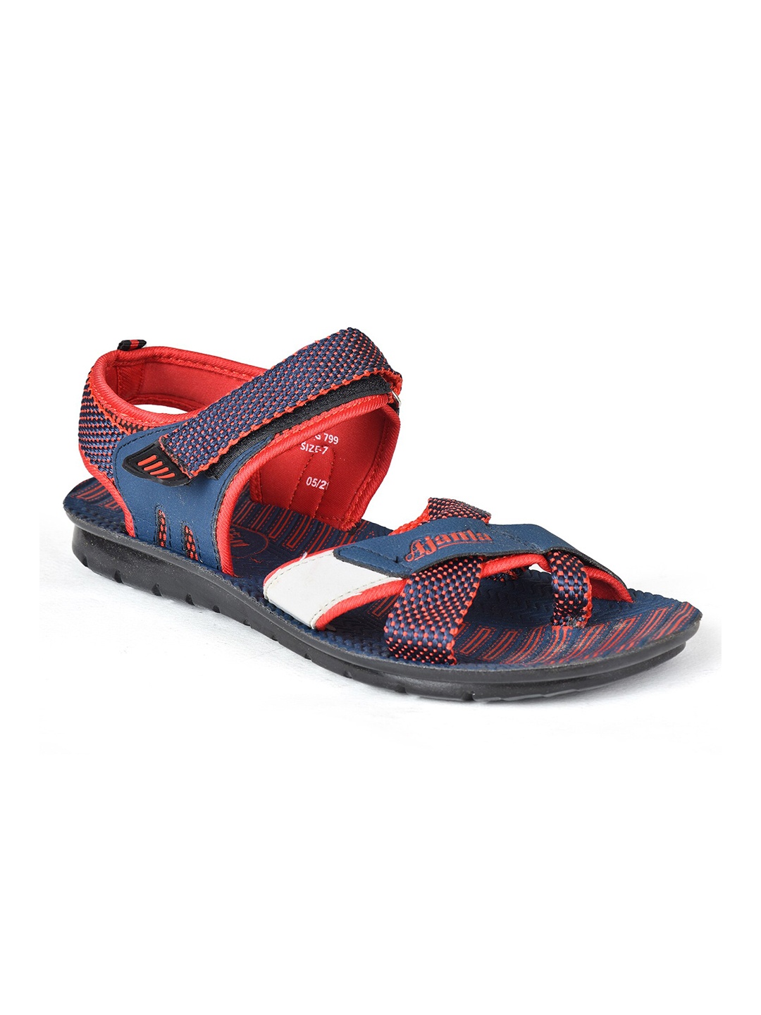 

Ajanta Men Textured Sports Sandals With Velcro Closure, Navy blue