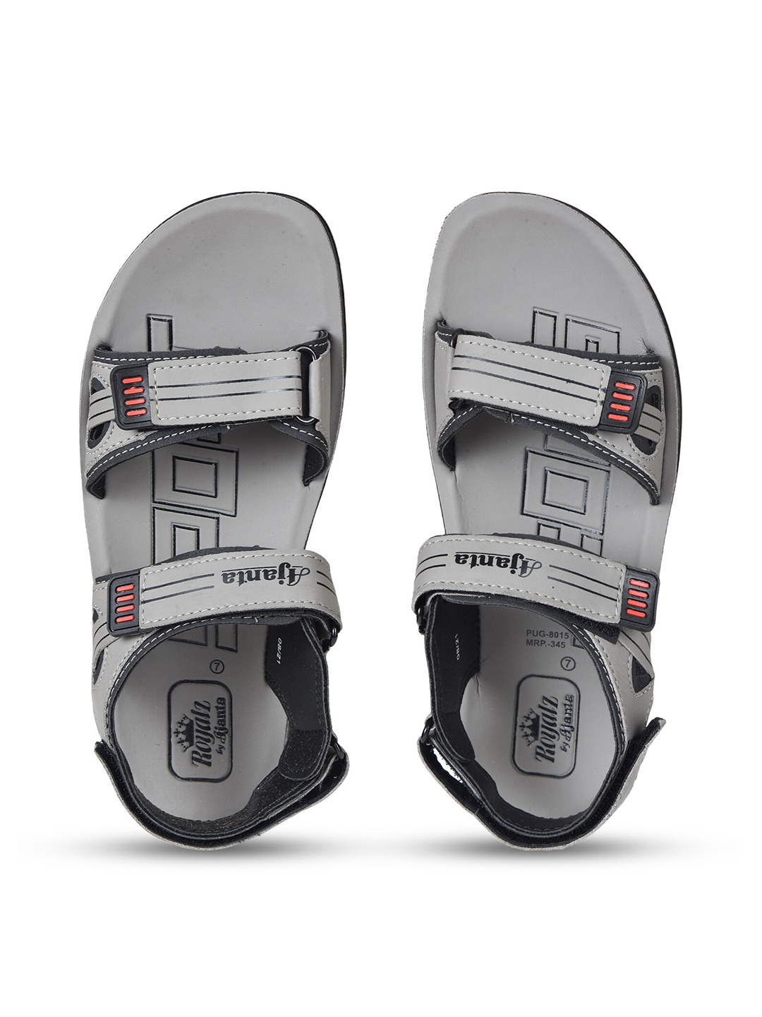 

Ajanta Men Printed Velcro Closure Sports Sandals, Grey