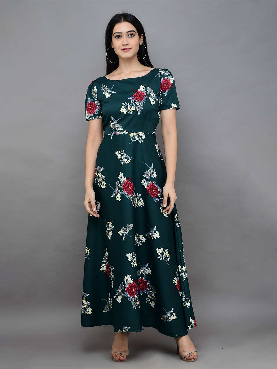 

OCEANISTA Floral Printed Sleeveless Maxi Dress, Green
