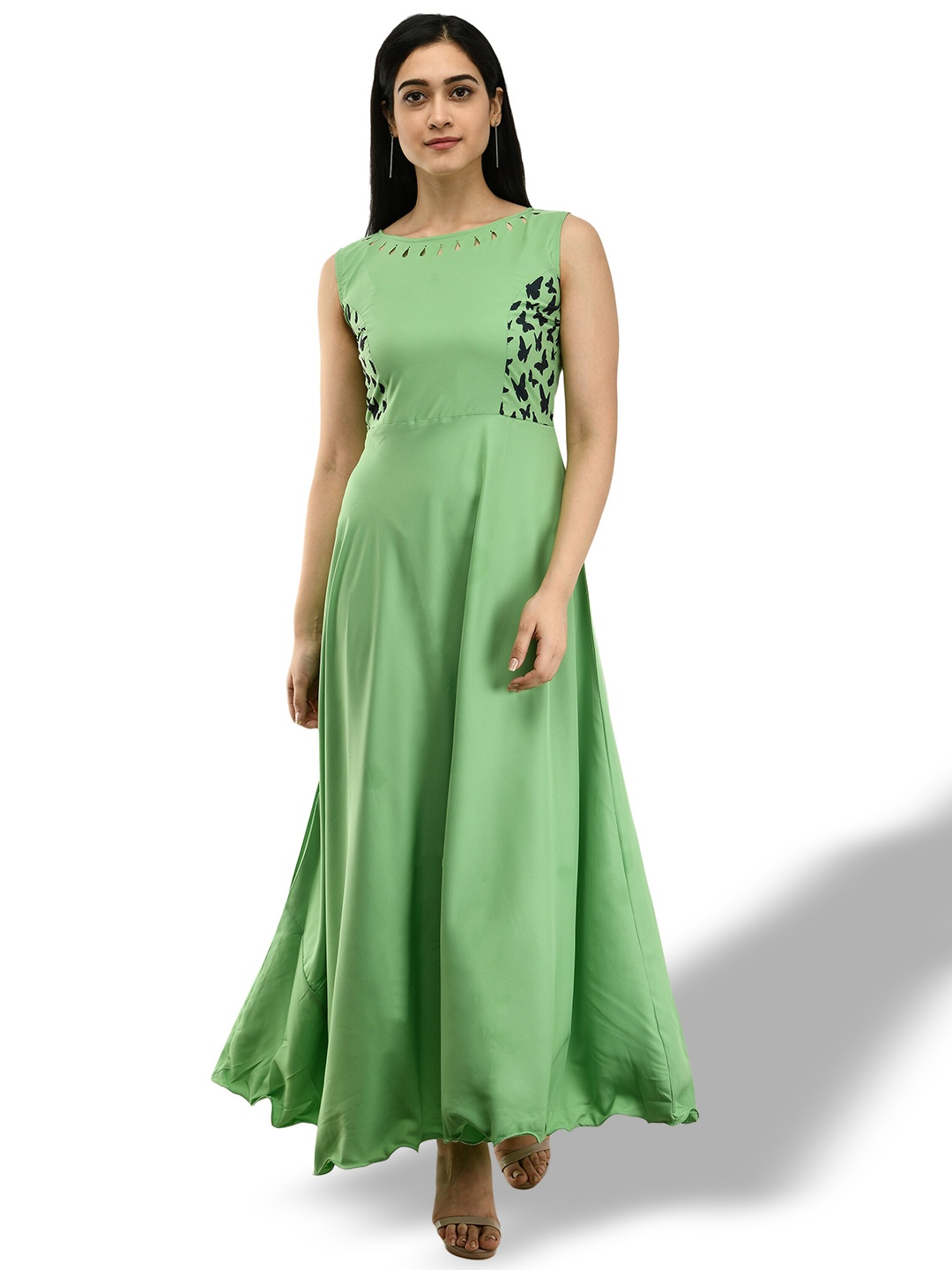 

OCEANISTA Conversational Printed Sleeveless Maxi Dress, Green