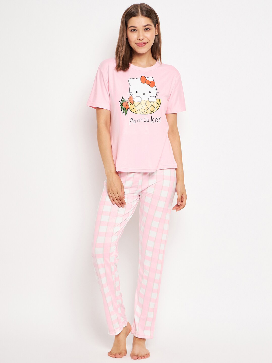 

Camey Hello Kitty Printed Night Suit, Pink