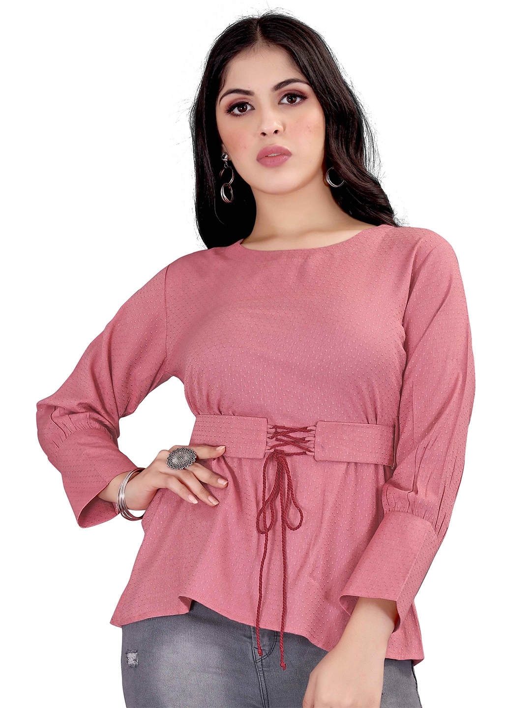 

Happy Design Cotton Cinched Waist Top, Pink