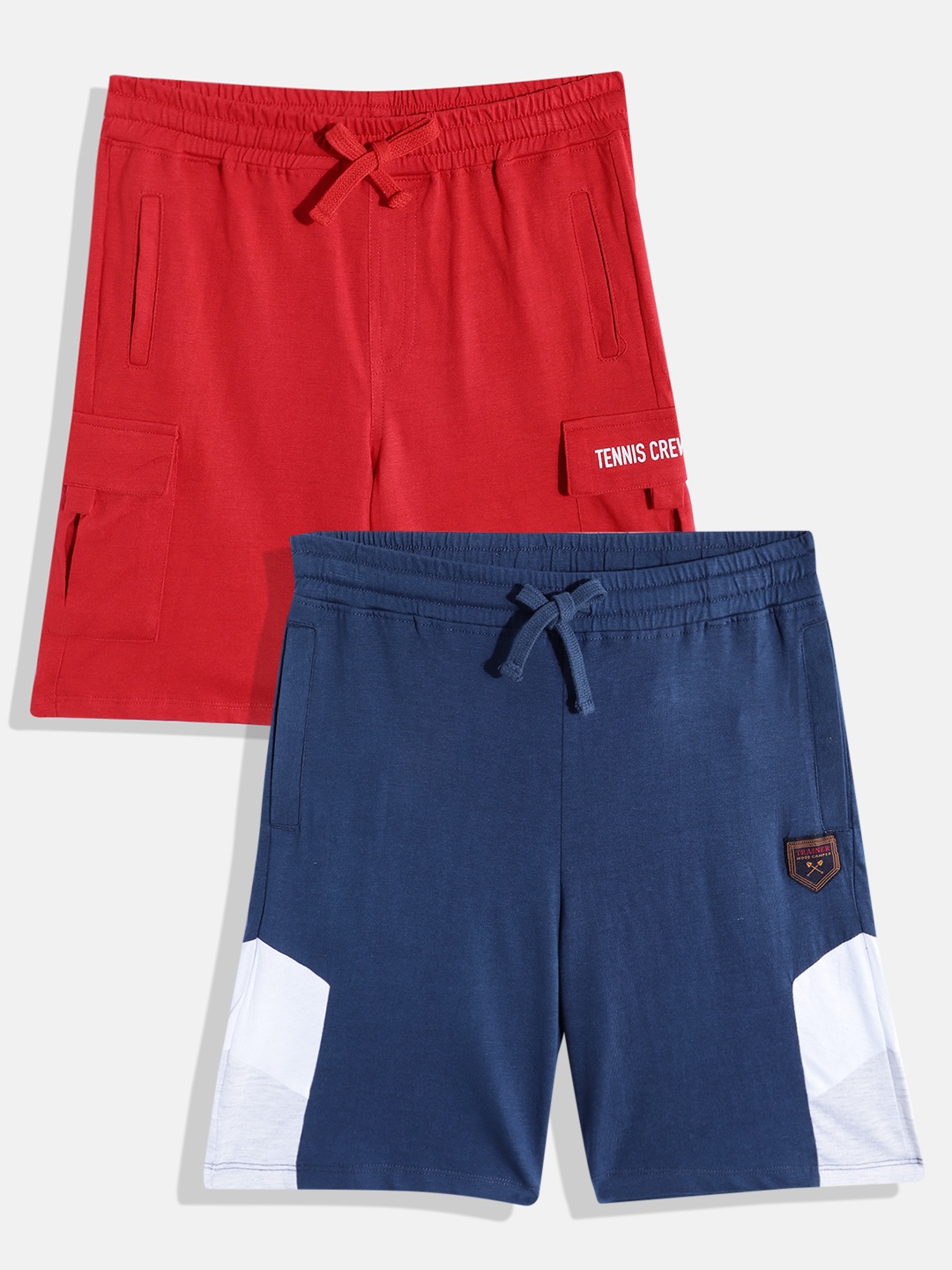 

YK Boys Set of 2 Slim Fit Cotton Shorts, Red